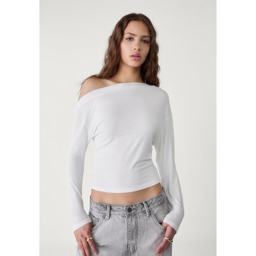 T-shirt à col asymétrique Écru XS - Stradivarius - Modalova