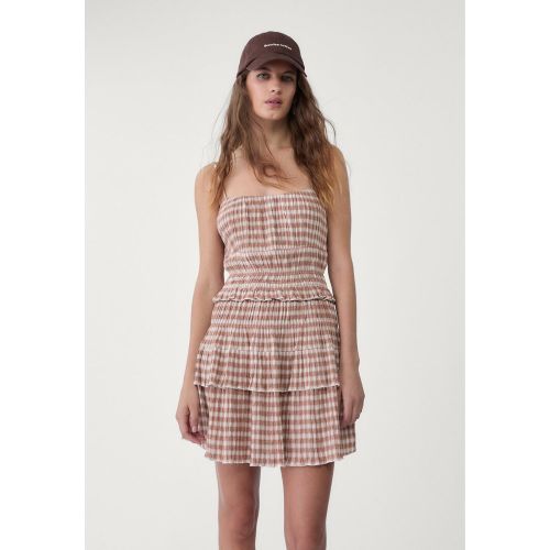 Robe courte froncée à carreaux XS - Stradivarius - Modalova
