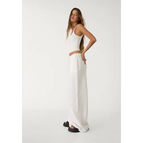 Pantalon wide leg avec lin XS - Stradivarius - Modalova