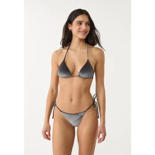 Culotte de bikini tanga en velours XS - Stradivarius - Modalova