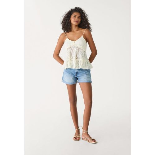 D83 Short mom fit DENIM BLEU MOYEN DÉLAVÉ 46 - Stradivarius - Modalova