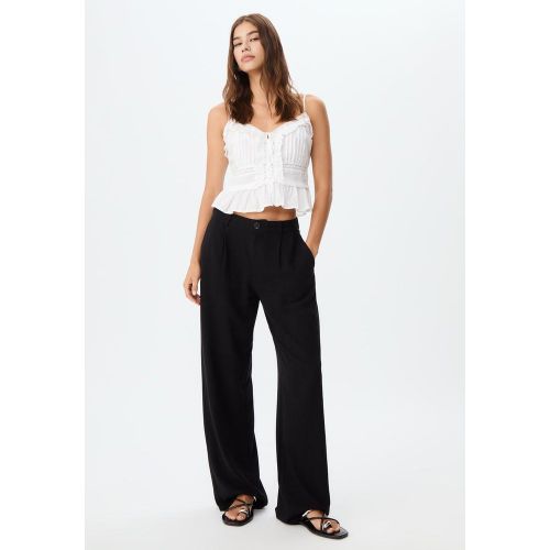 Pantalon droit en lin 32 - Stradivarius - Modalova
