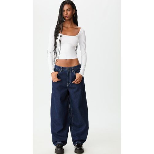 Jean barrel fit ajustable DENIM DÉSENCOLLÉ DÉLAVÉ 32 - Stradivarius - Modalova