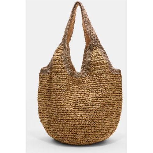 Sac shopping style raphia brillant Écru OS - Stradivarius - Modalova