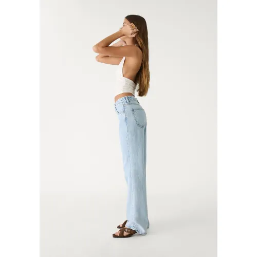 Jean regular taille basse DENIM BLEU MOYEN CLAIR DÉLAVÉ 32 - Stradivarius - Modalova