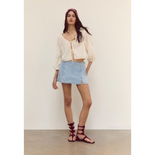 Mini-jupe-culotte à fentes DENIM BLEU CLAIR DÉLAVÉ 32 - Stradivarius - Modalova