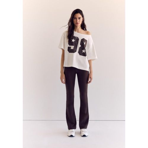 T-shirt positionnel manches courtes Écru XS - Stradivarius - Modalova