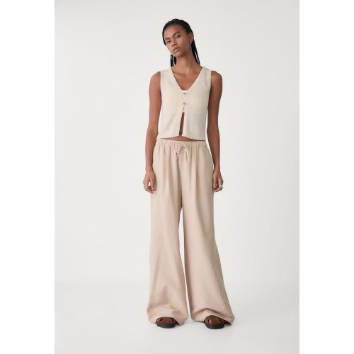 Pantalon wide leg avec lin XS - Stradivarius - Modalova