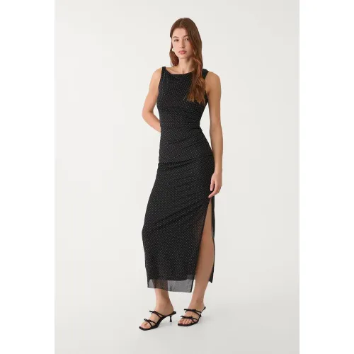Robe midi à pois asymétrique XS - Stradivarius - Modalova