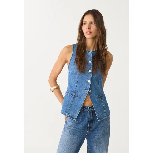 Top en jean boutons XS - Stradivarius - Modalova