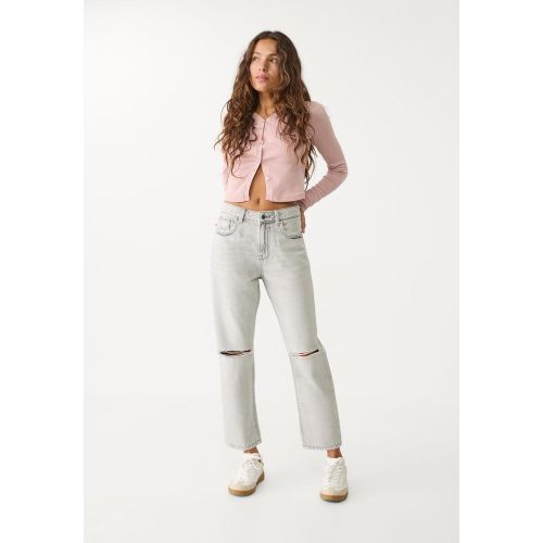Jean 1460 mom fit DENIM GRIS PERLE DÉLAVÉ 32 - Stradivarius - Modalova