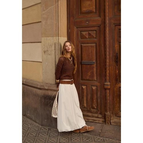 Jupe midi bouffante en popeline XS - Stradivarius - Modalova
