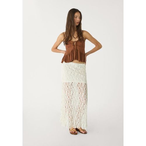 Jupe midi dentelle froncée XS - Stradivarius - Modalova