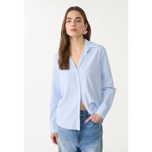 Chemise en popeline à rayures XS - Stradivarius - Modalova
