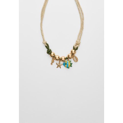 Collier corde avec breloque poisson Écru OS - Stradivarius - Modalova