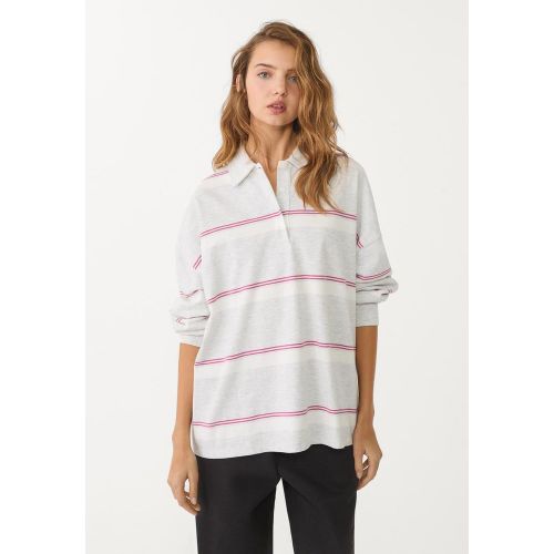 Top polo oversize à rayures XS - Stradivarius - Modalova