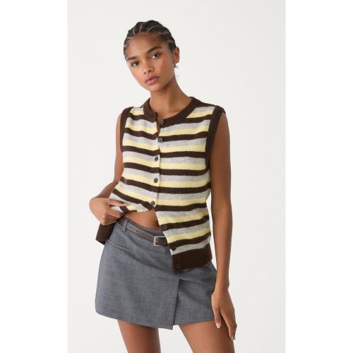Veste sans manches en maille boutonnée à rayures XS - Stradivarius - Modalova
