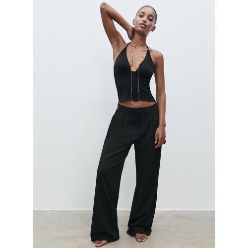 Pantalon habillé à pinces et cordons 32 - Stradivarius - Modalova