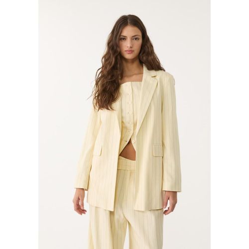 Veste classique en lin à rayures XS - Stradivarius - Modalova