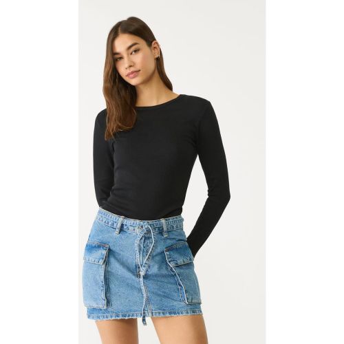 T-shirt à manches longues en maille côtelée XS - Stradivarius - Modalova