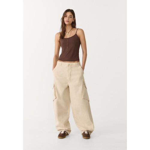 Pantalon cargo barrel balloon Écru 32 - Stradivarius - Modalova
