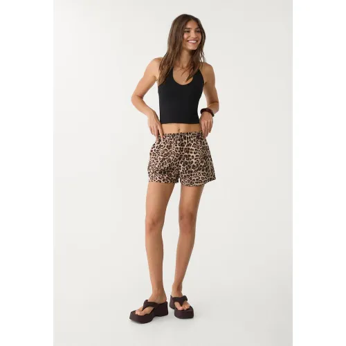 Short taille élastique fluide léopard XS - Stradivarius - Modalova
