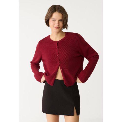 Veste en maille à boutons et bord-côte XS - Stradivarius - Modalova