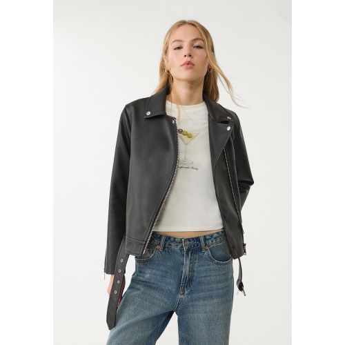 Blouson style motard en similicuir XS - Stradivarius - Modalova