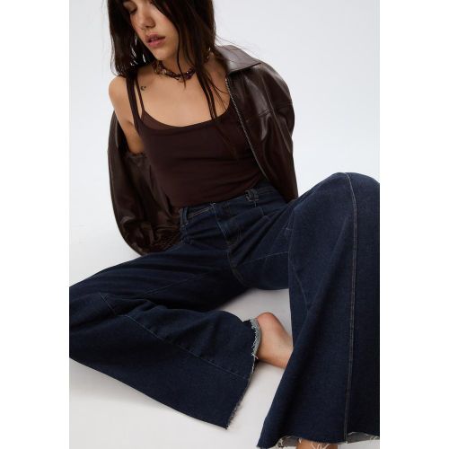 D63 Jeans wide leg coutures DENIM DÉSENCOLLÉ DÉLAVÉ 32 - Stradivarius - Modalova