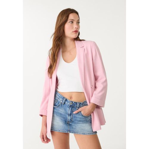 Blazer ouvert avec lin XS - Stradivarius - Modalova