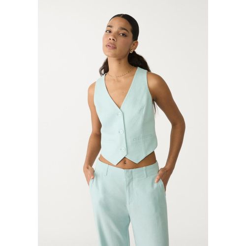 Gilet de tailleur dos nu en lin mélangé XS - Stradivarius - Modalova