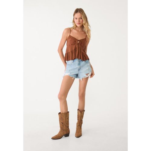 D75 Short en jean déchiré DENIM BLEU MOYEN CLAIR DÉLAVÉ 32 - Stradivarius - Modalova