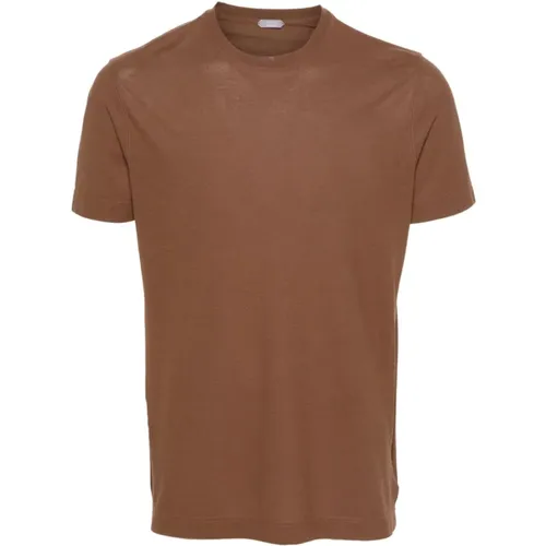 Zanone - Tops > T-Shirts - Brown - Zanone - Modalova