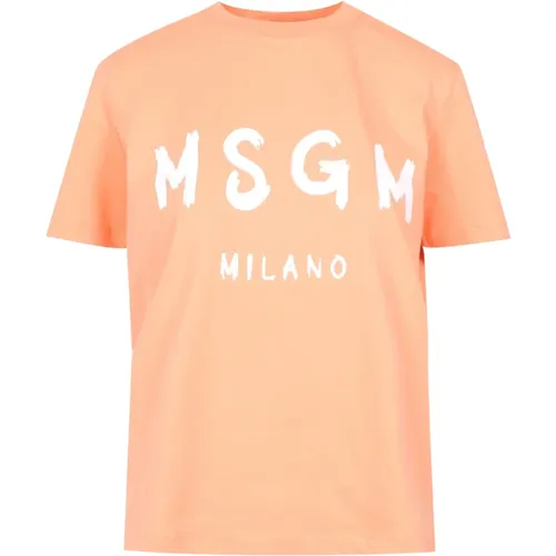 Msgm - Tops > T-Shirts - Orange - Msgm - Modalova