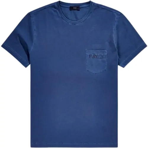 Fay - Tops > T-Shirts - Blue - Fay - Modalova