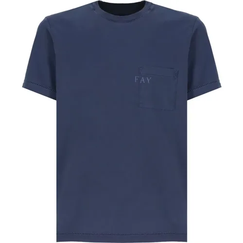 Fay - Tops > T-Shirts - Blue - Fay - Modalova