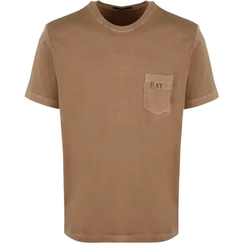 Fay - Tops > T-Shirts - Brown - Fay - Modalova