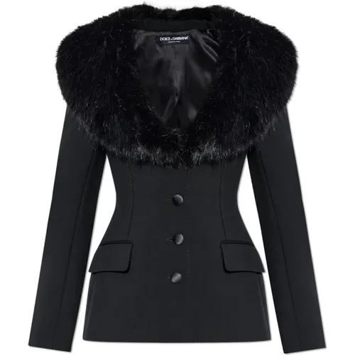 Jackets > Faux Fur & Shearling Jackets - - Dolce & Gabbana - Modalova