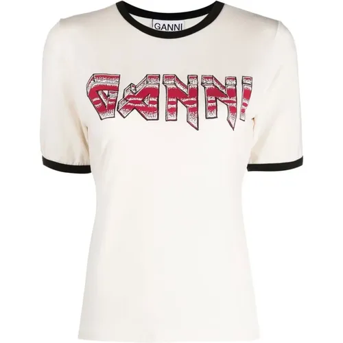 Ganni - Tops > T-Shirts - Beige - Ganni - Modalova