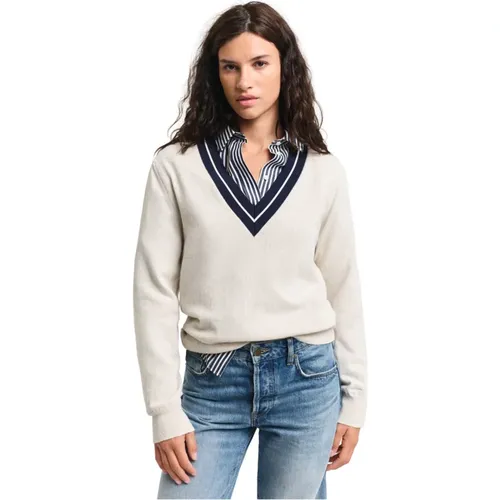 Knitwear > V-neck Knitwear - - Gant - Modalova