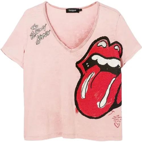 Desigual - Tops > T-Shirts - Pink - Desigual - Modalova