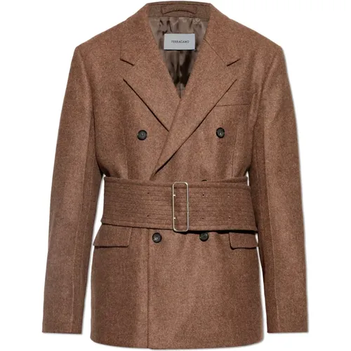 Coats > Double-Breasted Coats - - Salvatore Ferragamo - Modalova