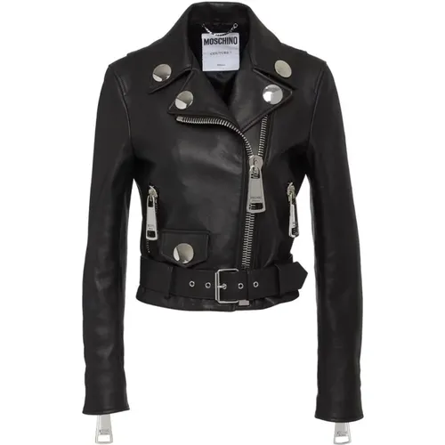 Jackets > Leather Jackets - - Moschino - Modalova