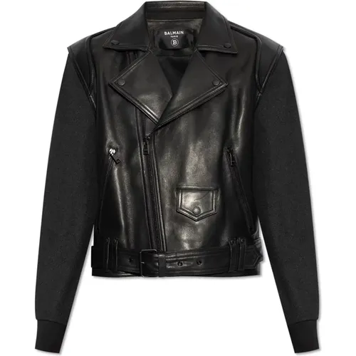 Jackets > Leather Jackets - - Balmain - Modalova