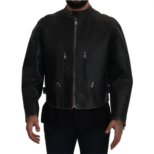 Jackets > Leather Jackets - - Dolce & Gabbana - Modalova