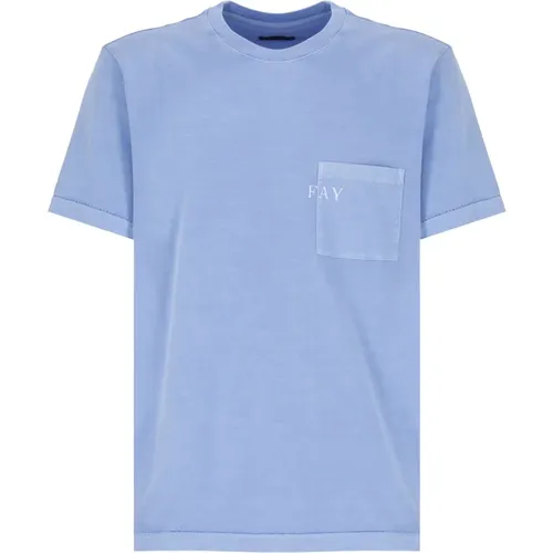 Fay - Tops > T-Shirts - Blue - Fay - Modalova