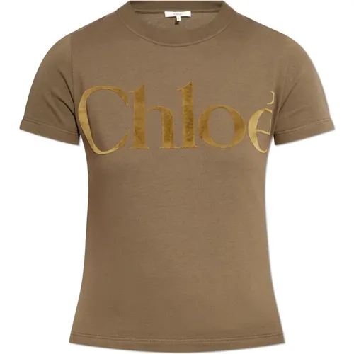 Chloé - Tops > T-Shirts - Brown - Chloé - Modalova