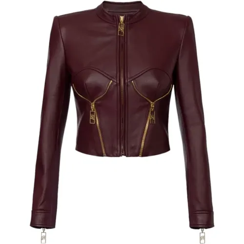 Jackets > Leather Jackets - - Elisabetta Franchi - Modalova