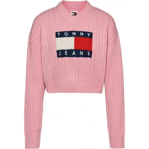 Knitwear > V-neck Knitwear - - Tommy Jeans - Modalova