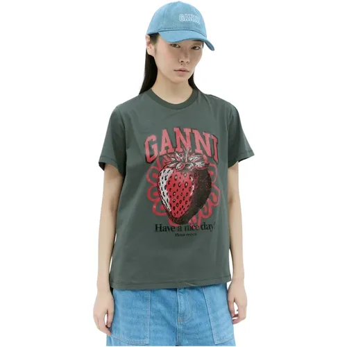Ganni - Tops > T-Shirts - Blue - Ganni - Modalova